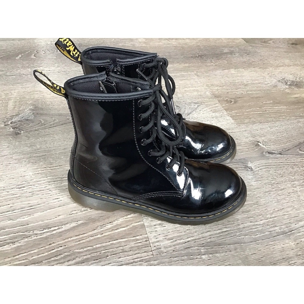 Dr. Martens 1460 Y Youth Size 5 Black Leather Lace Up/Zip Ankle Boots